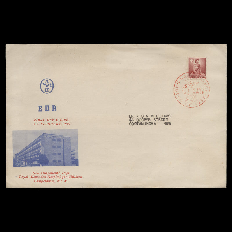 Australia 1959 (FDC) 4d Queen Elizabeth II, SYDNEY