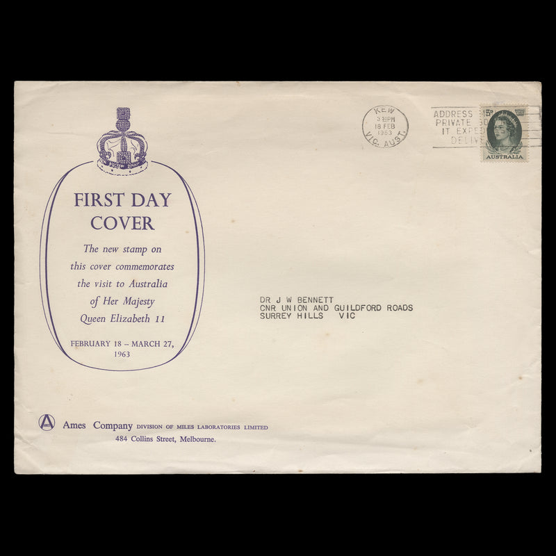 Australia 1963 (FDC) 5d Royal Visit, KEW