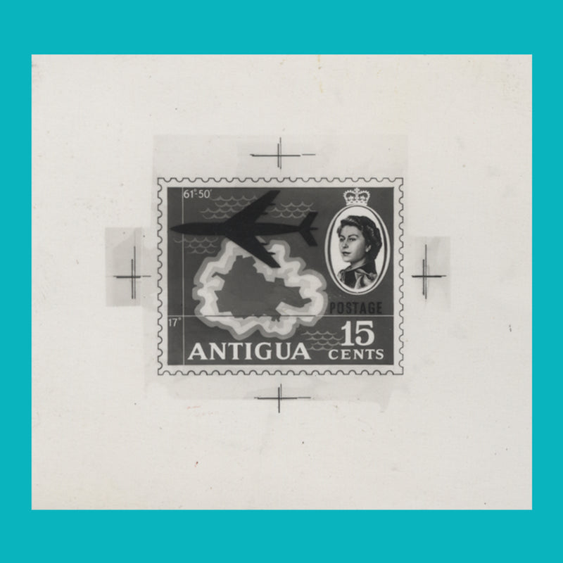 Antigua 1967 Air Letter simulated stamp photographic proof