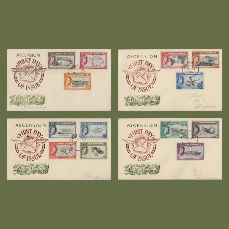 Ascension 1956 Definitives first day covers