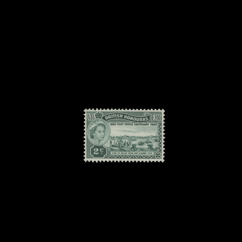 British Honduras 1960 Post Office Centenary stage die proof in bright green