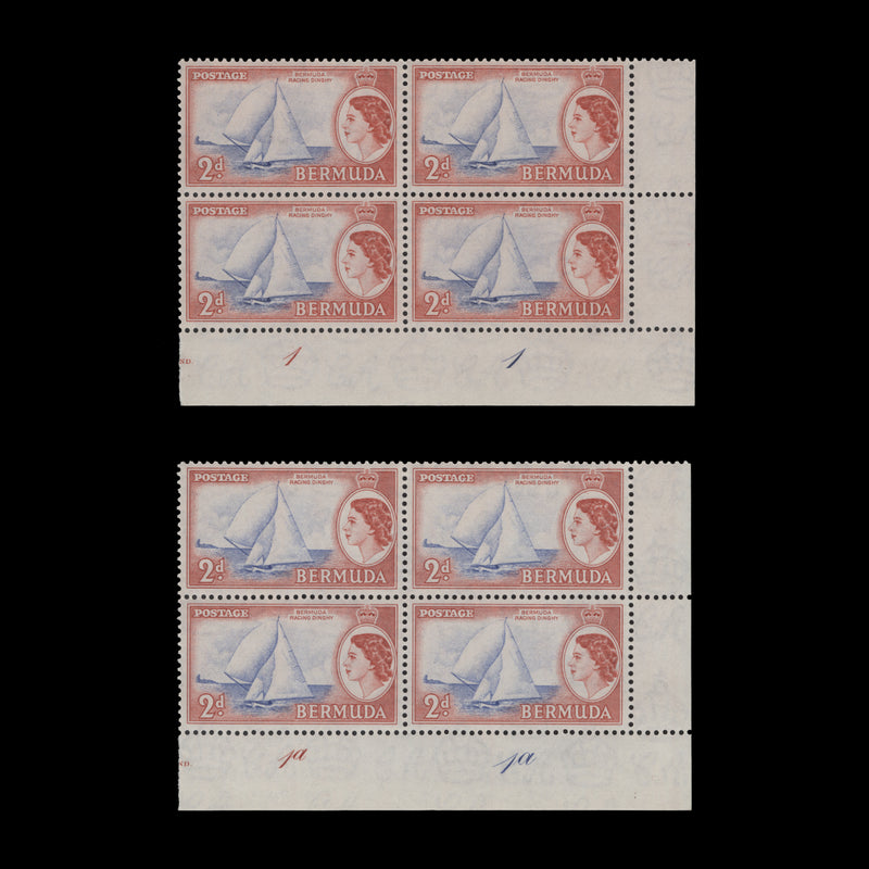 Bermuda 1953 (MNH) 2d Racing Dinghy plate blocks