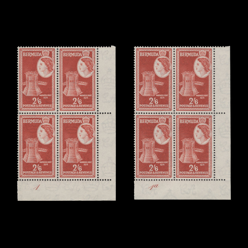 Bermuda 1954 (MNH) 2s6d Warwick Fort plate blocks