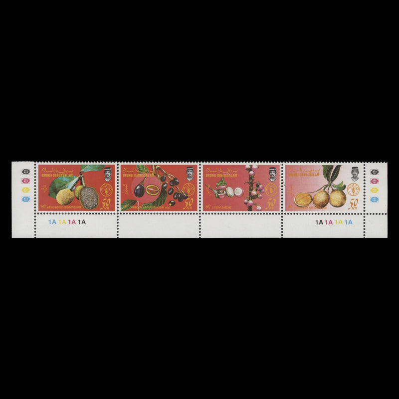 Brunei 1987 (MNH) Local Fruits traffic light/plate strip