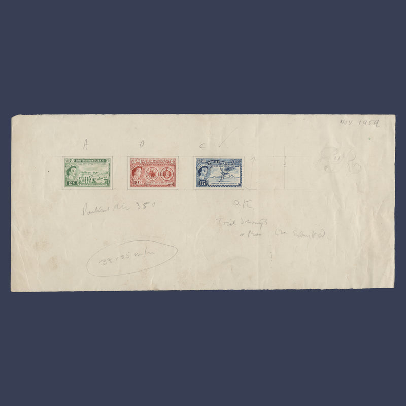 British Honduras 1960 Post Office Centenary watercolour essays