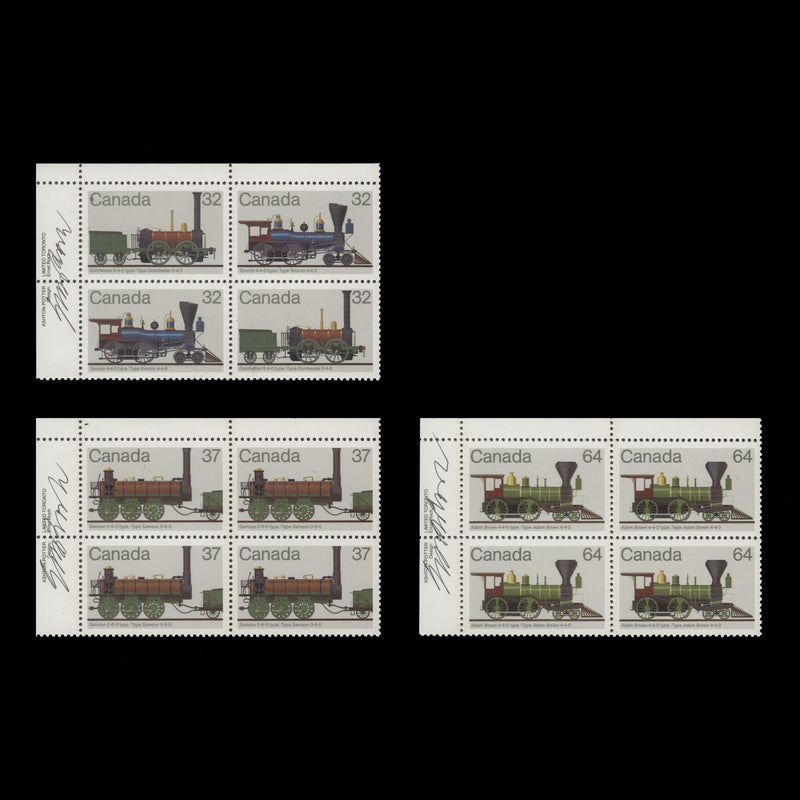 Canada 1983 (MNH) Locomotives imprint blocks signed by designer