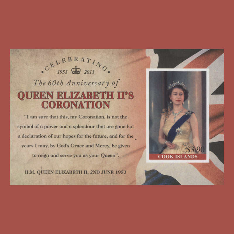 Cook Islands 2013 Coronation Anniversary imperf proof miniature sheet