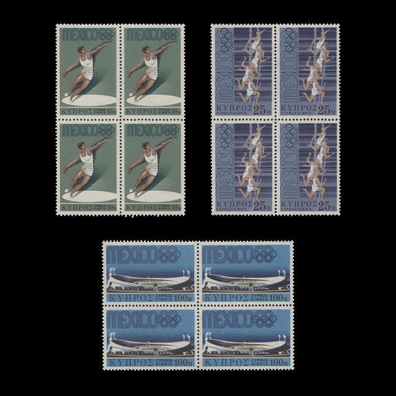 Cyprus 1968 (MNH) Olympic Games, Mexico blocks