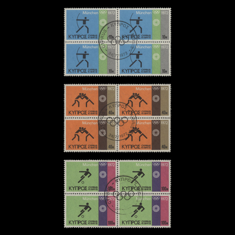 Cyprus 1972 (Used) Olympic Games, Munich blocks