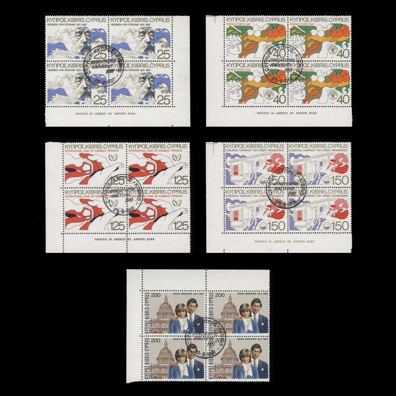 Cyprus 1981 Anniversaries & Events blocks cancelled-to-order