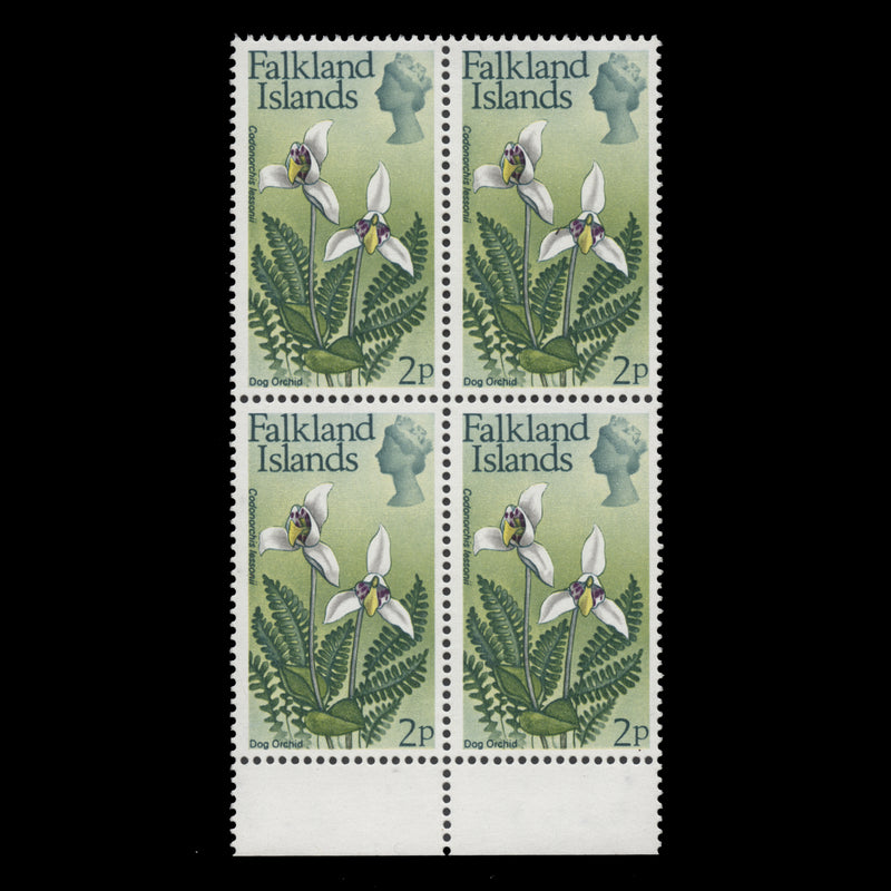 Falkland Islands 1974 (MNH) 2p Dog Orchid block