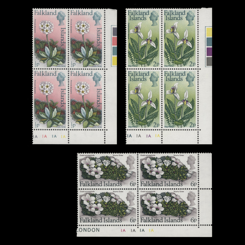 Falkland Islands 1974 (MNH) Flower Definitives plate blocks