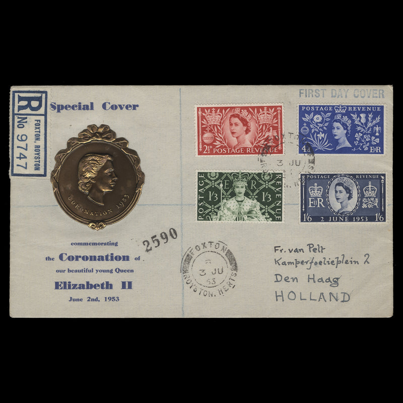 Great Britain 1953 Coronation first day cover, FOXTON