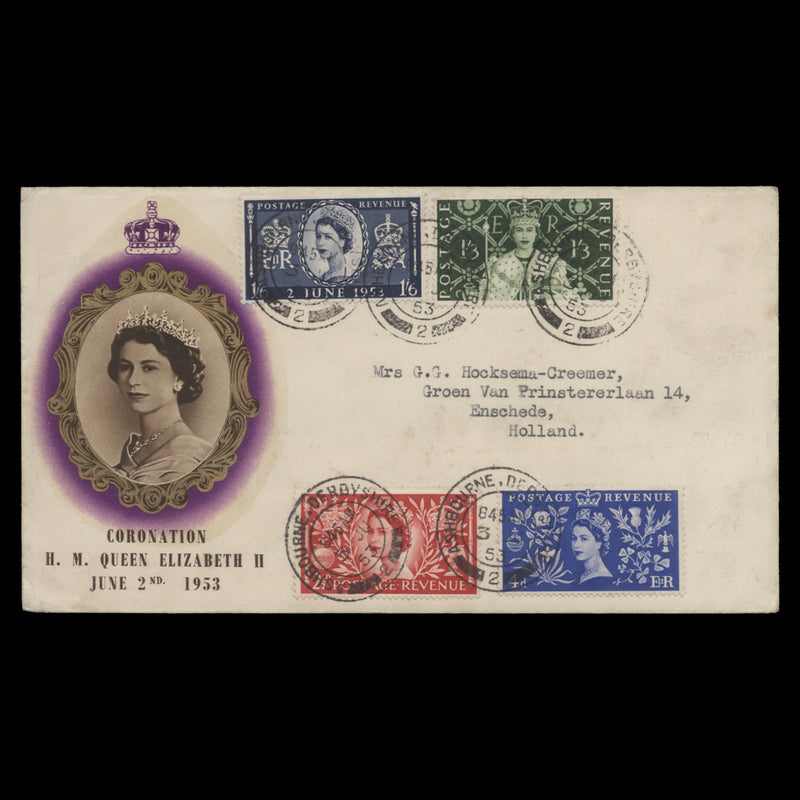 Great Britain 1953 Coronation first day cover, ASHBOURNE