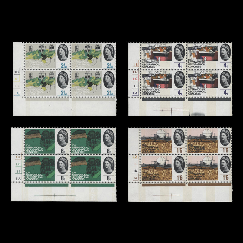 Great Britain 1964 (MLH) Geographical Congress phosphor cylinder blocks