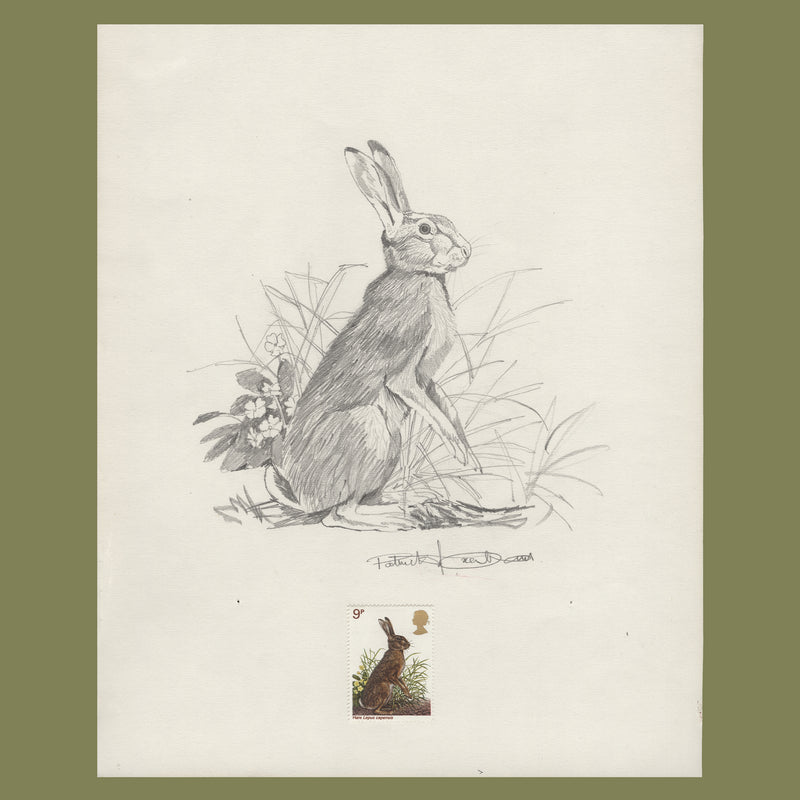 Great Britain 1977 Hare/British Wildlife pencil essay by Patrick Oxenham