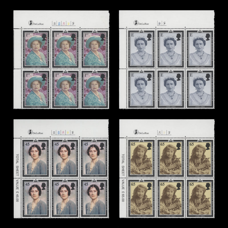 Great Britain 2002 (MNH) Queen Mother Commemoration cylinder blocks