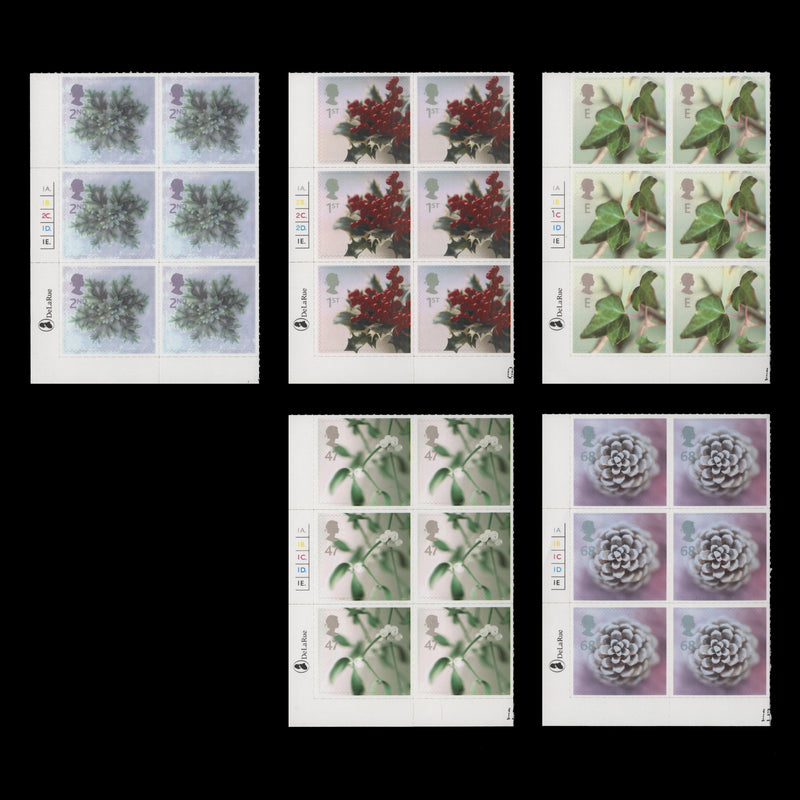 Great Britain 2002 (MNH) Christmas cylinder blocks