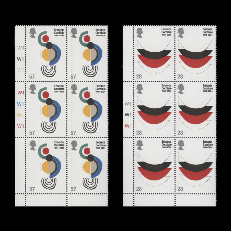 Great Britain 2004 (MNH) Entente Cordial cylinder blocks