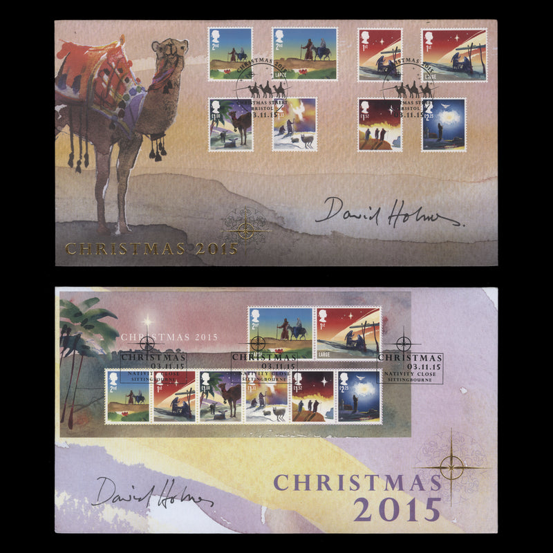 Great Britain 2015 Christmas first day covers signed by designer