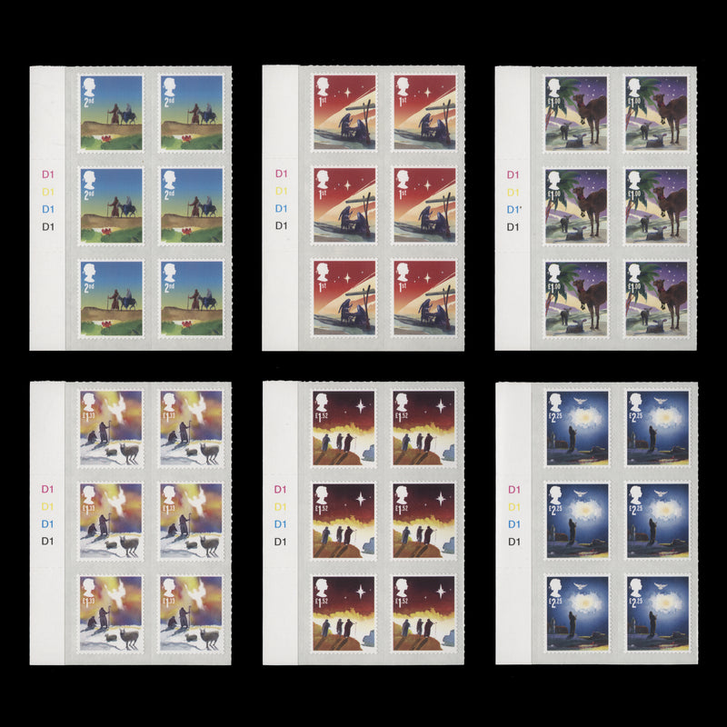 Great Britain 2015 (MNH) Christmas cylinder blocks