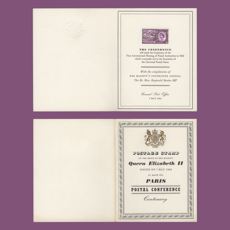 Great Britain 1963 Paris Postal Conference presentation folder