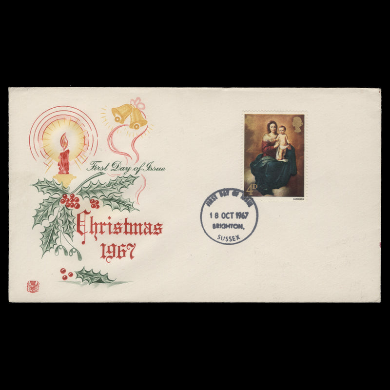 Great Britain 1967 (FDC) 4d Christmas, BRIGHTON