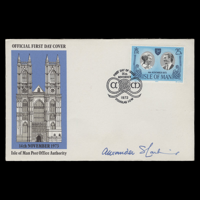 Isle of Man 1977 Royal Wedding first day cover signed by Alexander Larkins