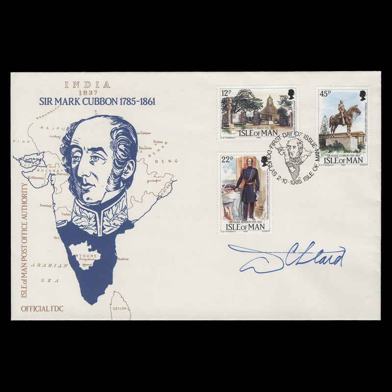 Isle of Man 1985 Mark Cubbon Birth Bicentenary first day cover signed by designer