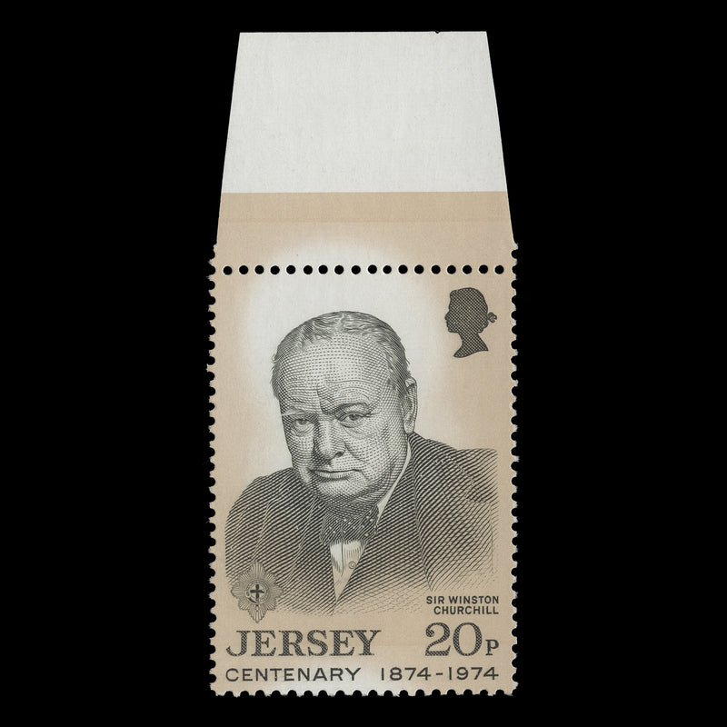 Jersey 1974 (Variety) 20p Churchill Anniversary with pale buff shift