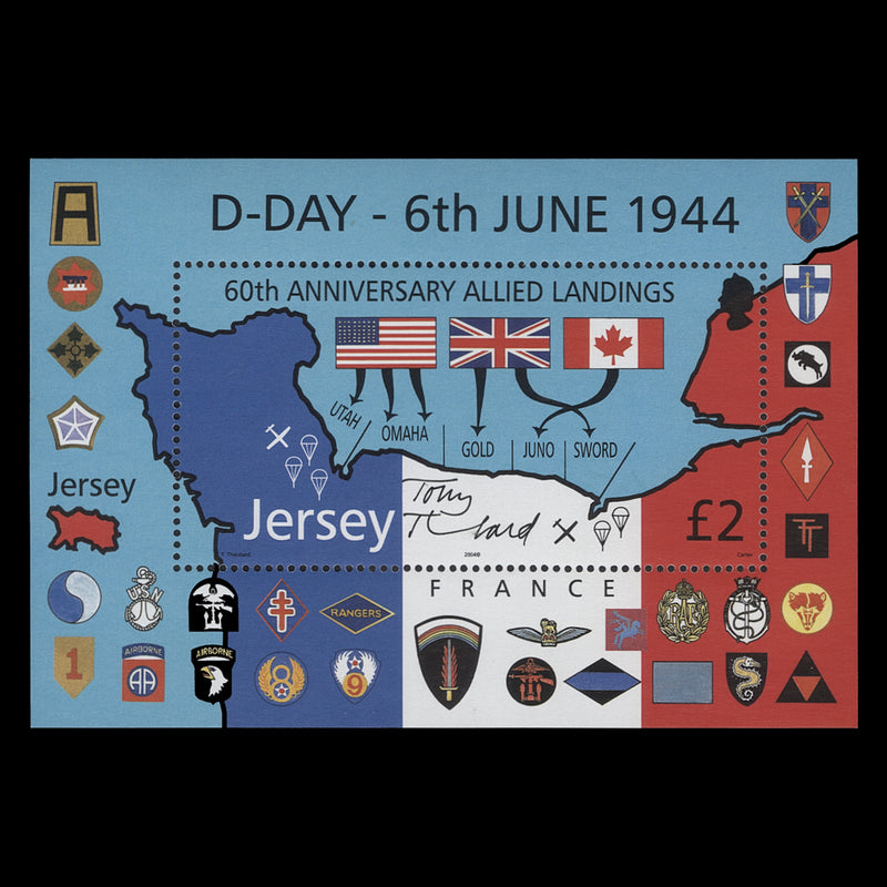 Jersey 2004 (MNH) D-Day Anniversary miniature sheet signed by Tony Theobald