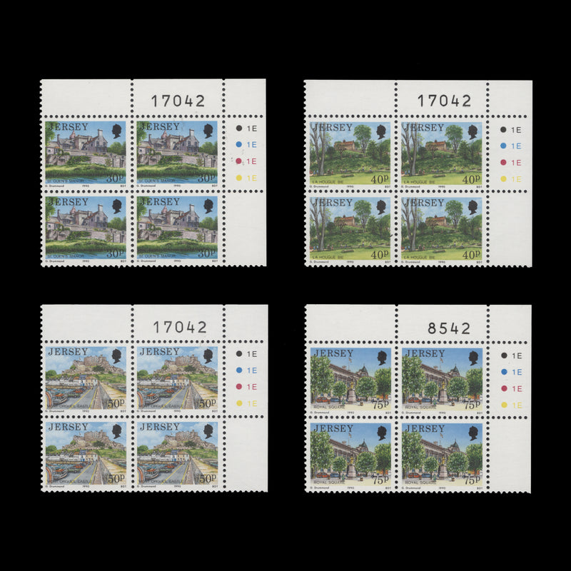 Jersey 1990 (MNH) Scenic Definitives plate blocks