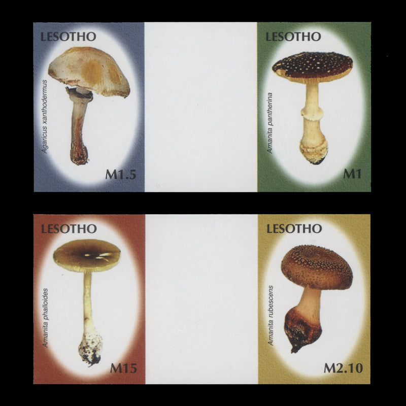 Lesotho 2007 Mushrooms imperf proof gutter pairs