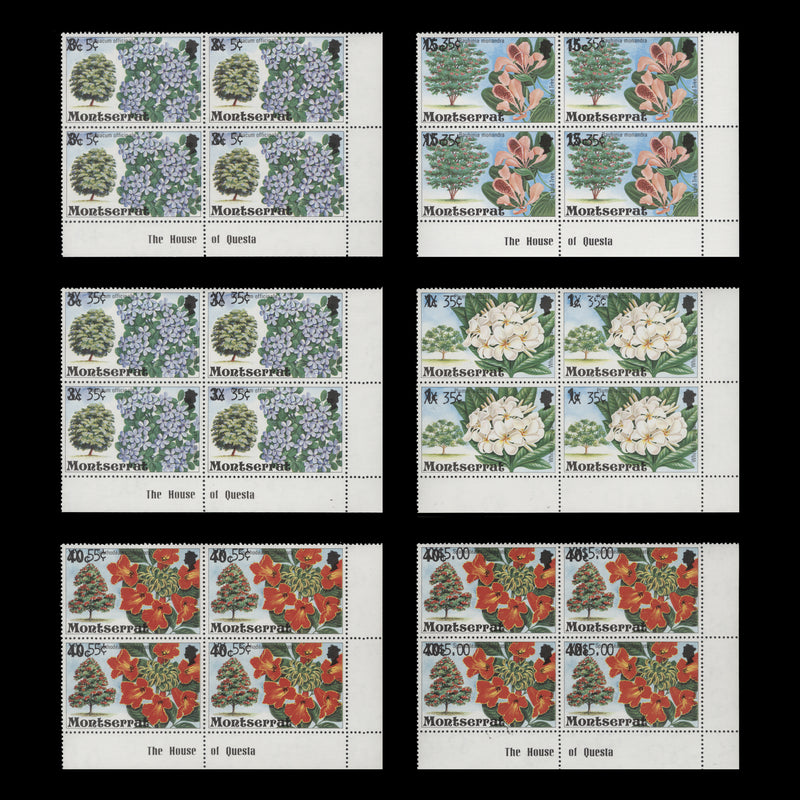 Montserrat 1980 (MNH) Flowers provisionals imprint blocks