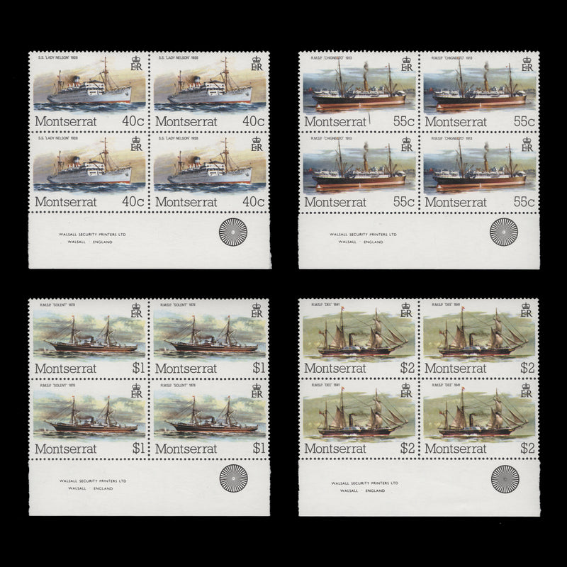 Montserrat 1980 (MNH) Mail Packet Boats imprint blocks