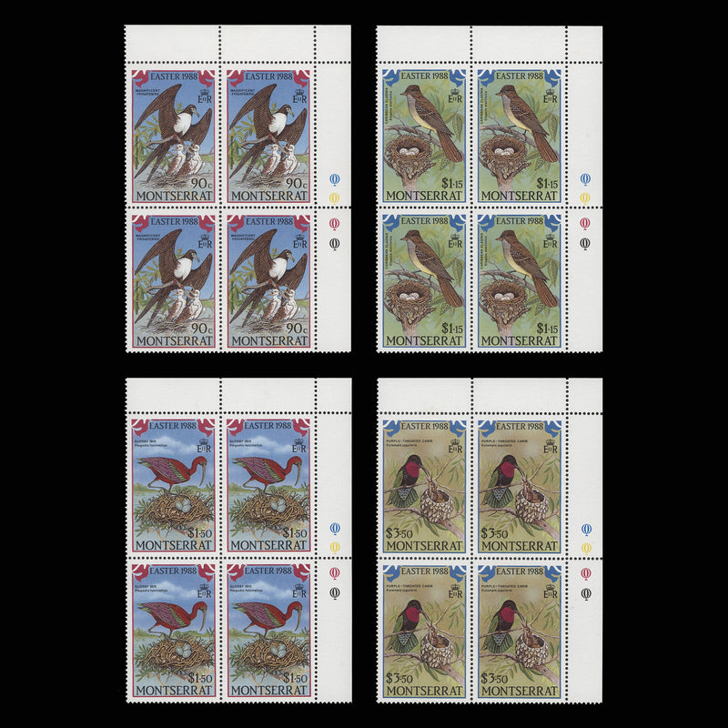 Montserrat 1988 (MNH) Easter/Birds traffic light blocks