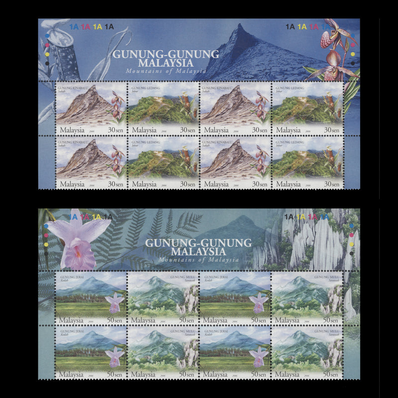 Malaysia 2006 (MNH) Mountains plate blocks