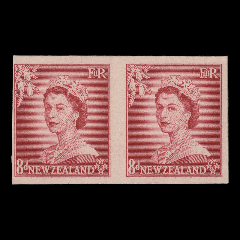 New Zealand 1954 (Variety) 8d Queen Elizabeth II imperf proof pair