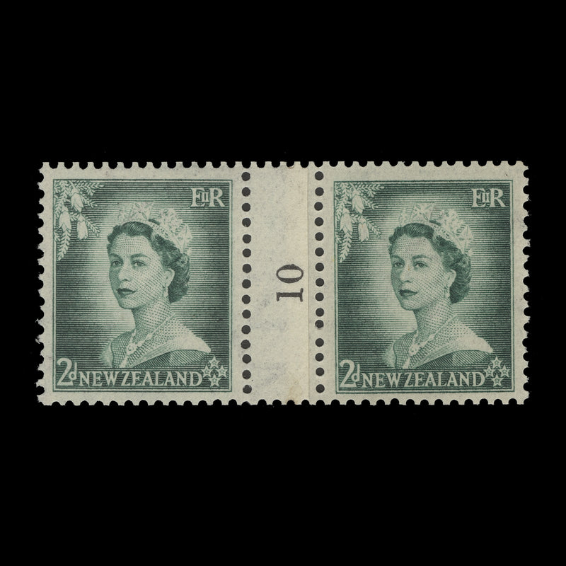 New Zealand 1954 (MNH) 2d Queen Elizabeth II coil join 10 pair