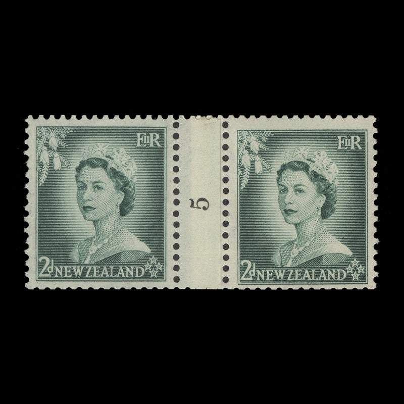 New Zealand 1954 (MNH) 2d Queen Elizabeth II coil join 5 pair