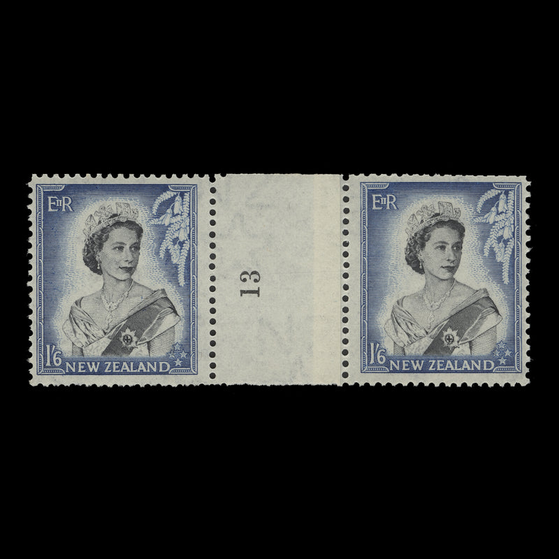 New Zealand 1954 (MNH) 1s6d Queen Elizabeth II coil join 13 pair