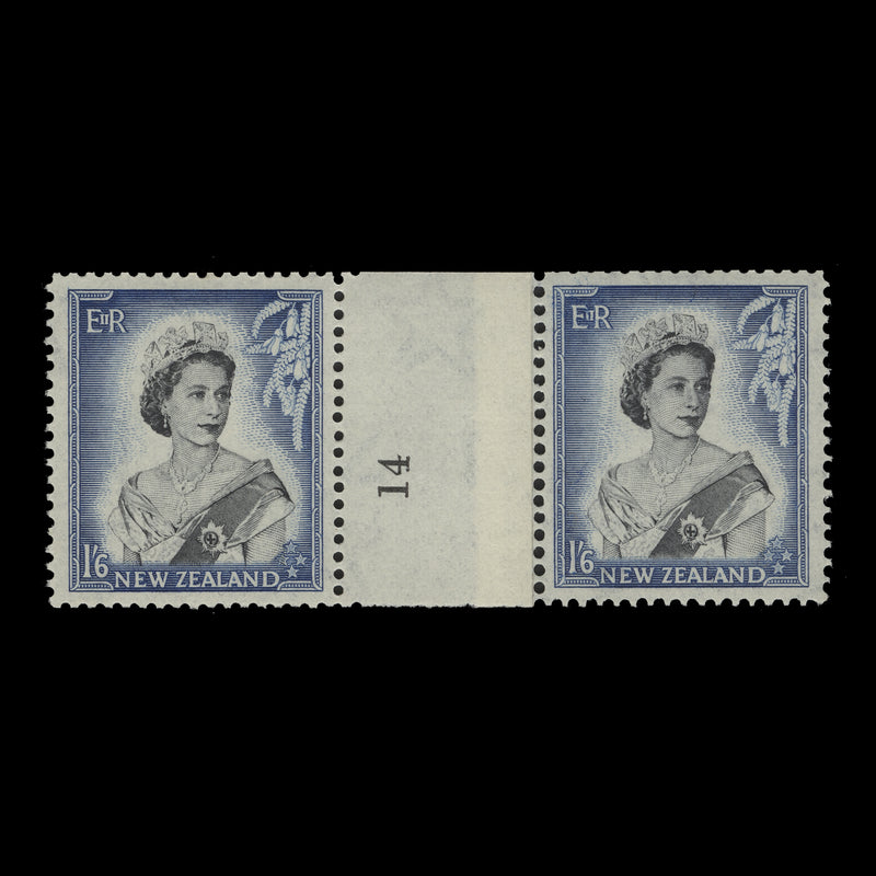 New Zealand 1954 (MNH) 1s6d Queen Elizabeth II coil join 14 pair