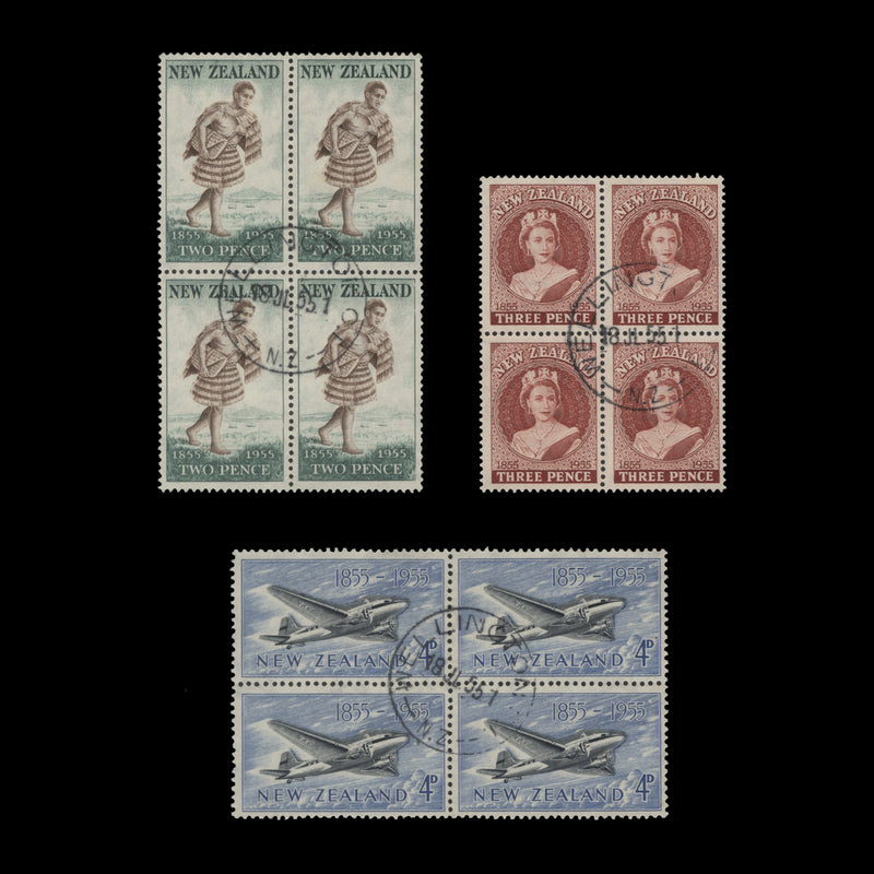 New Zealand 1955 (Used) Stamp Centenary blocks