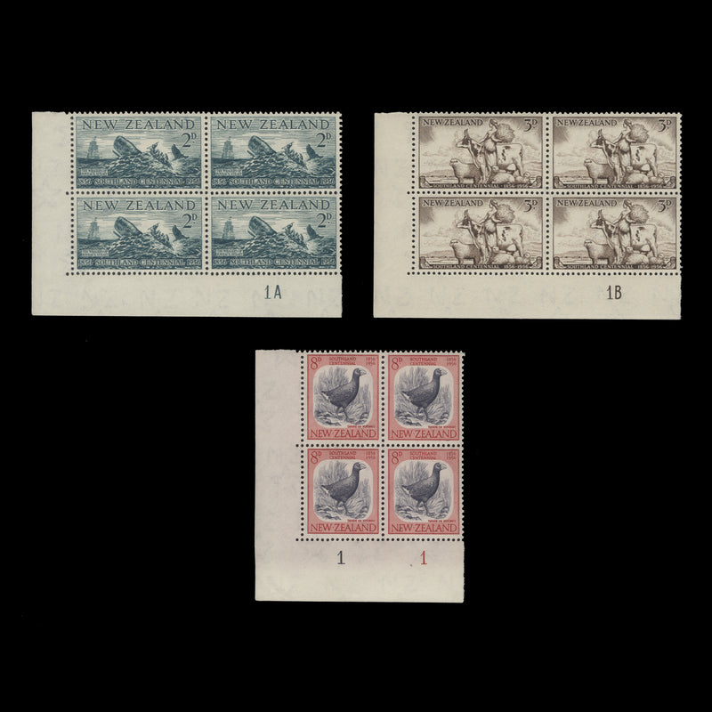 New Zealand 1956 (MNH) Southland Centennial plate blocks