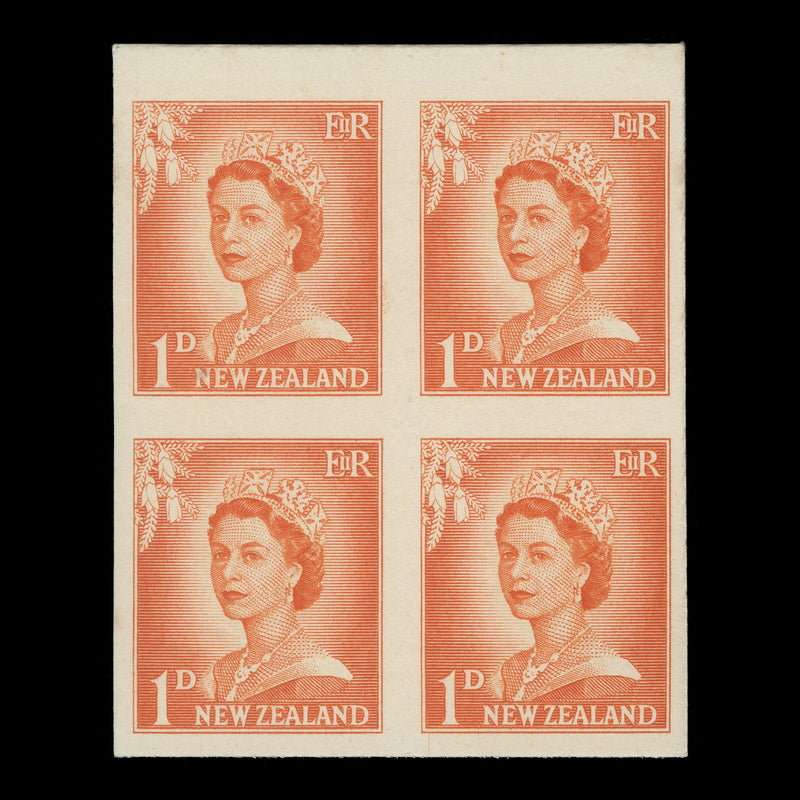 New Zealand 1959 Variety 1d Queen Elizabeth II imperf proof