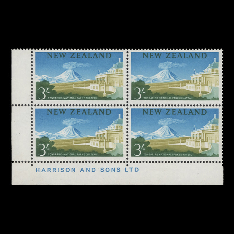 New Zealand 1964 (MNH) 3s Tongariro National Park imprint block