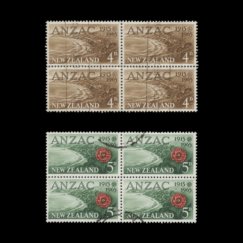 New Zealand 1965 (Used) ANZAC Anniversary blocks