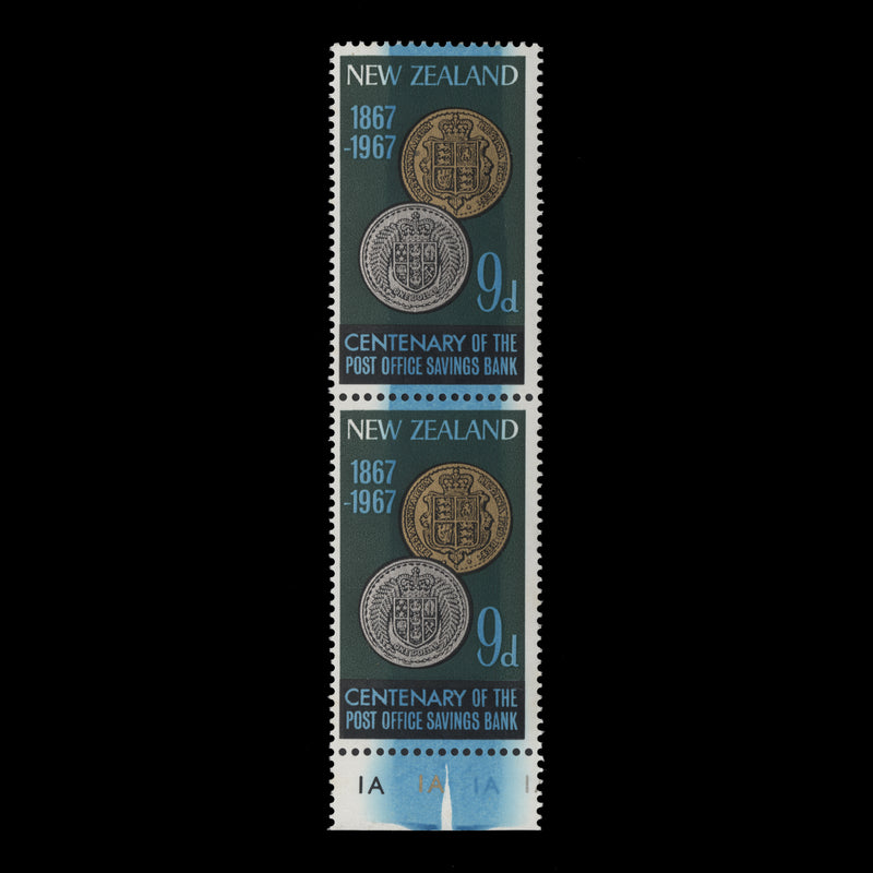 New Zealand 1967 (Variety) 9d POSB Centenary pair with blade flaw