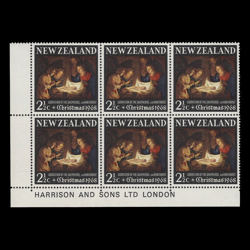 New Zealand 1968 (MNH) 2½d Christmas imprint block