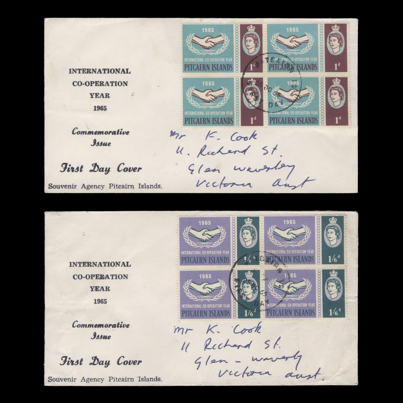 Pitcairn Islands 1965 International Cooperation Year first day covers